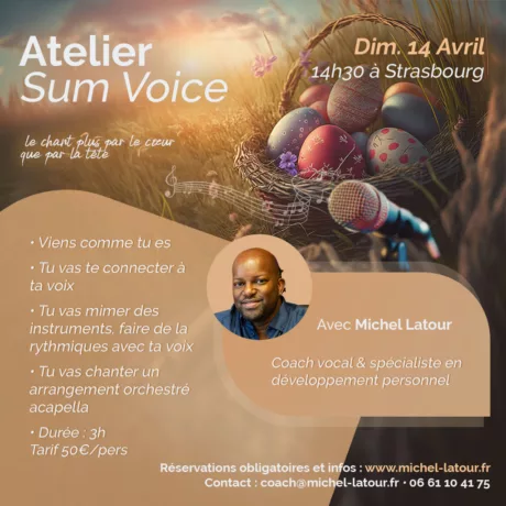 Atelier Sum Voice Dimanche 14 avril 2024 Coaching vocal de groupe à Strasbourg