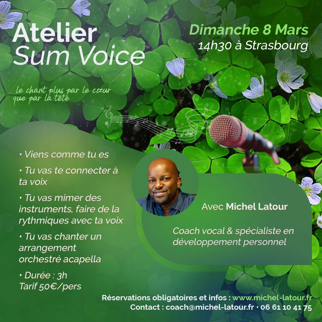 Atelier Sum Voice Dimanche 8 mars 2026 Coaching vocal de groupe à Strasbourg